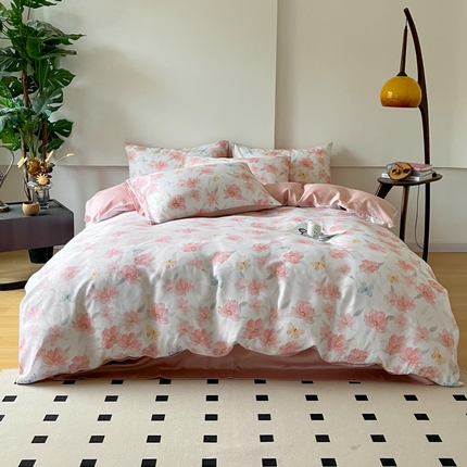 千朵 2024新款莱赛尔天丝四件套 妙花粉