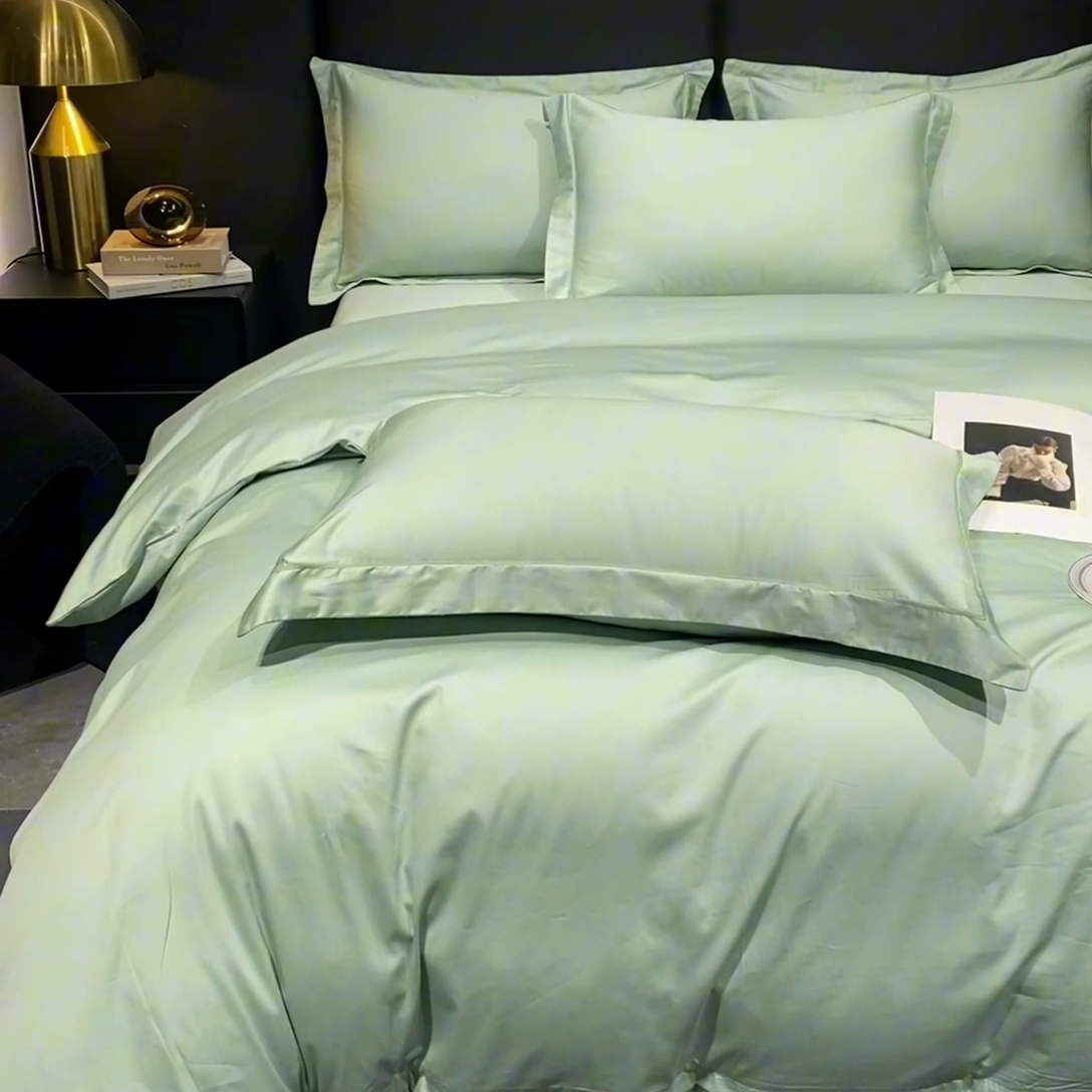 91家纺网 家纺一手货源 找家纺 富之航家纺 2024新款长绒棉四件套 雅克-卓豆绿