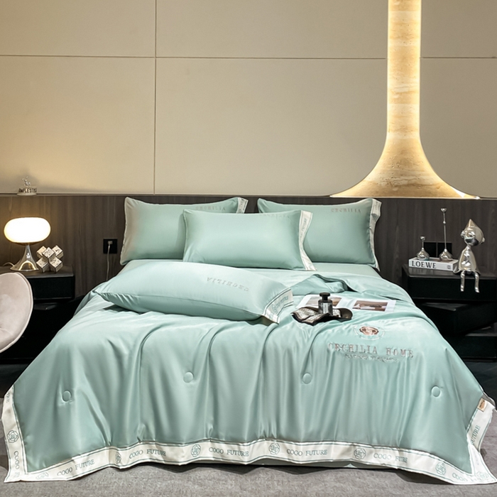 91家纺网 家纺一手货源 找家纺 2025新款 水洗真丝四件套-香蜜 香蜜-挪威蓝