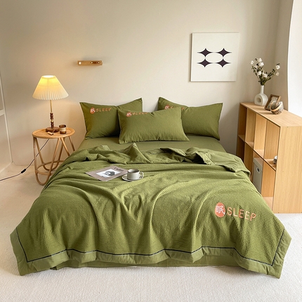 91家纺网 家纺一手货源 找家纺 （总）眠博士 2024新款A类全棉华夫格拼角夏被套件系列