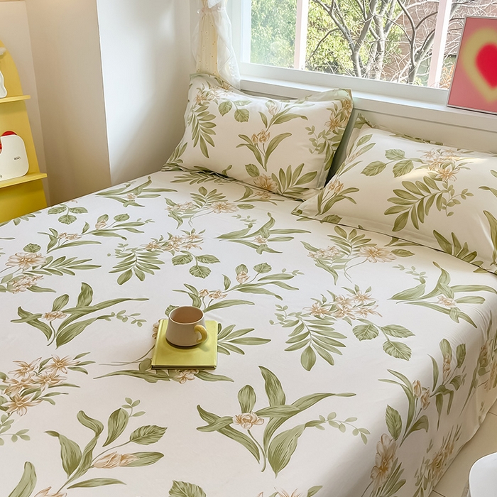 91家纺网 家纺一手货源 找家纺 绵庭家纺 2024新款AB版12868全棉印花单床单 羽飞舞