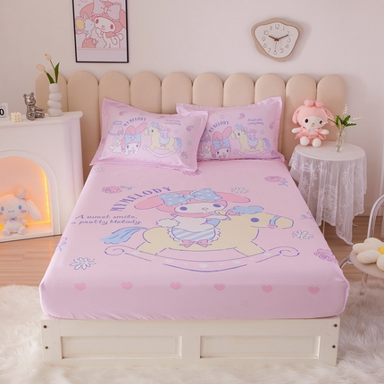 91家纺网 家纺一手货源 找家纺 （总）蘭菲家纺 2024新款全棉大版三丽鸥卡通单床笠