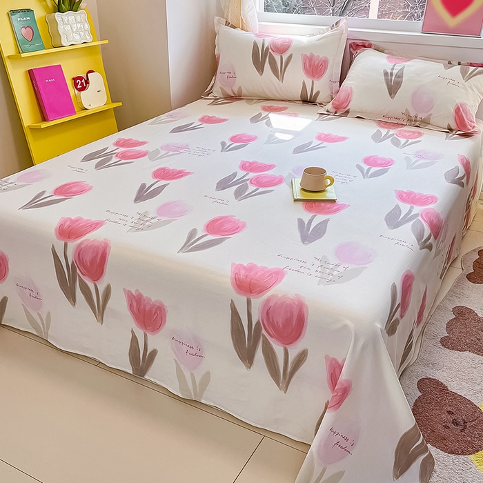 91家纺网 家纺一手货源 找家纺 绵庭家纺 2024新款AB版12868全棉印花单床单 尤拉朵