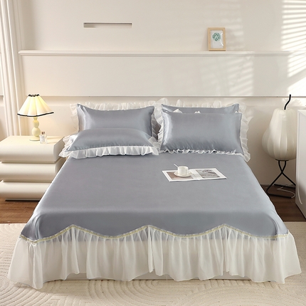 91家纺网 家纺一手货源 找家纺 （总）雪夫人 2024新款冰丝凉席床裙三件套 