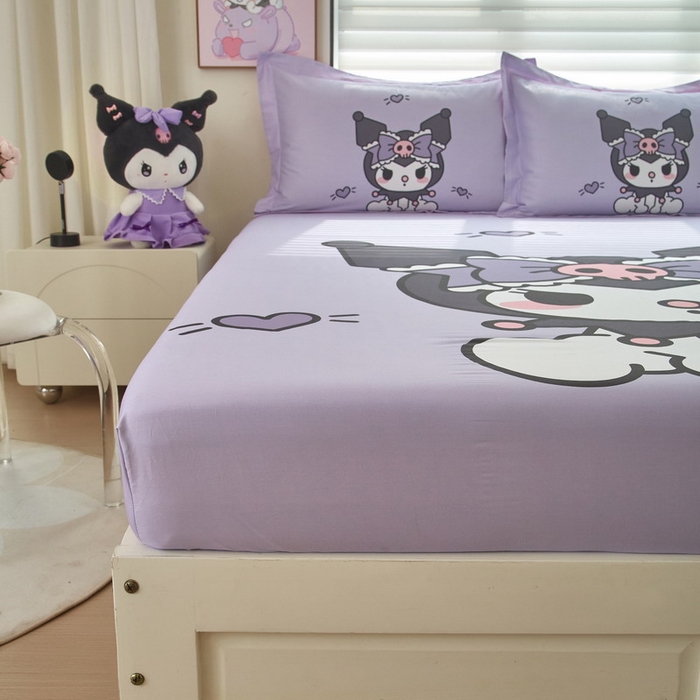 91家纺网 家纺一手货源 找家纺 蘭菲家纺 2024新款全棉大版三丽鸥卡通单床笠 乐巴库