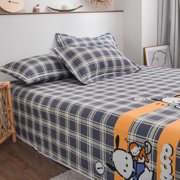 91家纺网 家纺一手货源 找家纺 一比一 2024新款蕾丝老粗布凉席三件套 萌熊-灰格