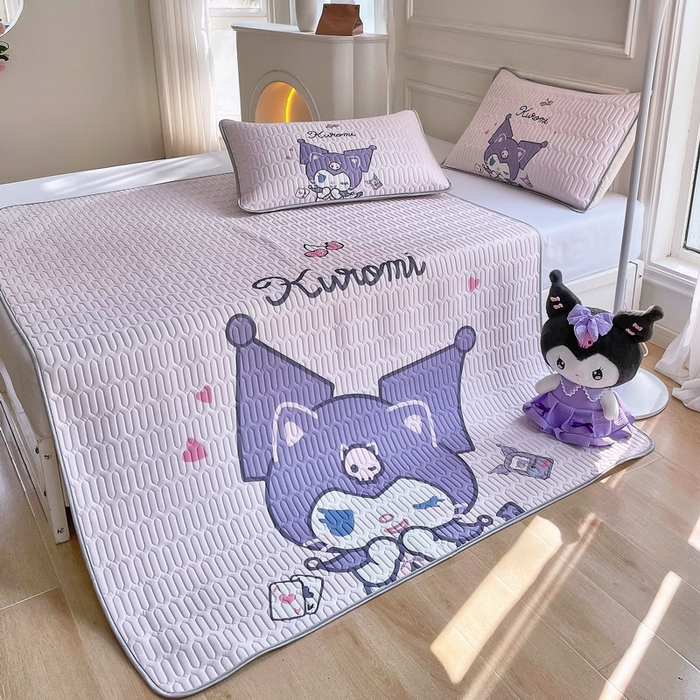 91家纺网 家纺一手货源 找家纺 蘭菲家纺 2024新款大版三丽鸥卡通凉席 库小咪