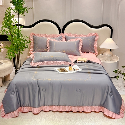 91家纺网 家纺一手货源 找家纺 新20 经年2025年水洗真丝韩版夏被一世系列 一世-灰玉夏被