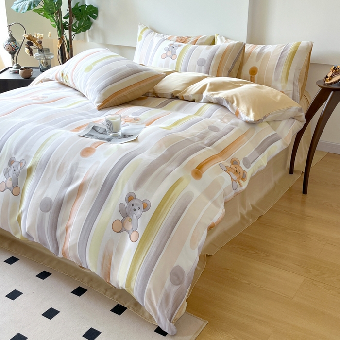 91家纺网 家纺一手货源 找家纺 千朵 2024新款莱赛尔天丝四件套 童心