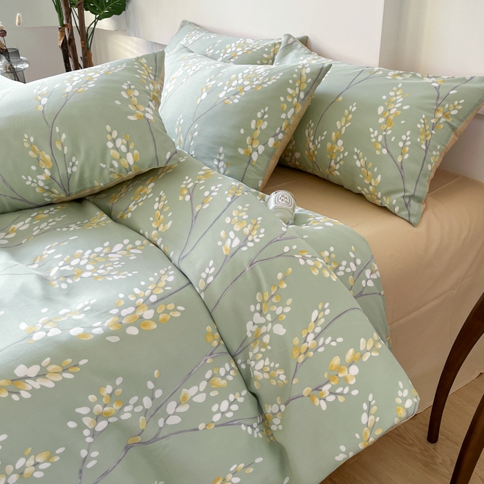 91家纺网 家纺一手货源 找家纺 千朵 2024新款莱赛尔天丝四件套 兰卡青