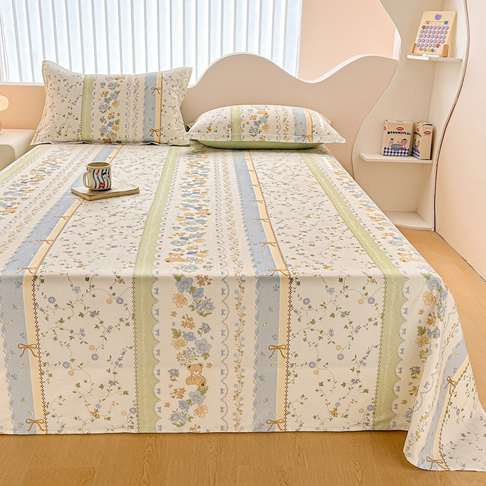 91家纺网 家纺一手货源 找家纺 绵庭家纺 2024新款AB版12868全棉印花单床单 诺溪