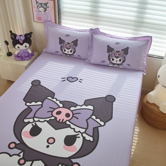 91家纺网 家纺一手货源 找家纺 蘭菲家纺 2024新款全棉大版三丽鸥卡通单床笠 乐巴库