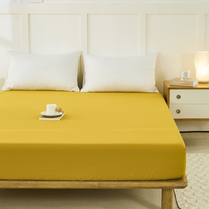 91家纺网 家纺一手货源 找家纺 凡客家居 2024新款全棉色织水洗棉单床笠 暖栀—咖