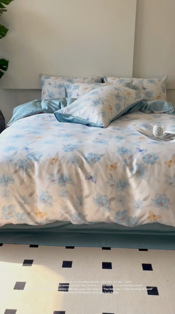 91家纺网 家纺一手货源 找家纺 千朵 2024新款莱赛尔天丝四件套 妙花兰