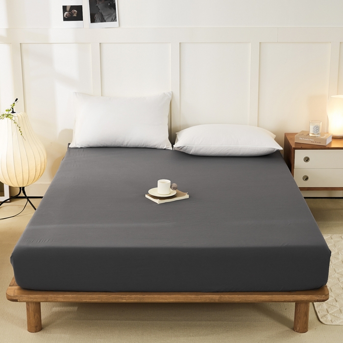 91家纺网 家纺一手货源 找家纺 凡客家居 2024新款全棉色织水洗棉单床笠 米亚—灰