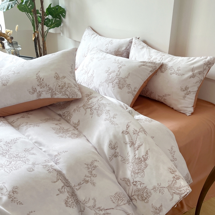 91家纺网 家纺一手货源 找家纺 千朵 2024新款莱赛尔天丝四件套 美人蕉粉