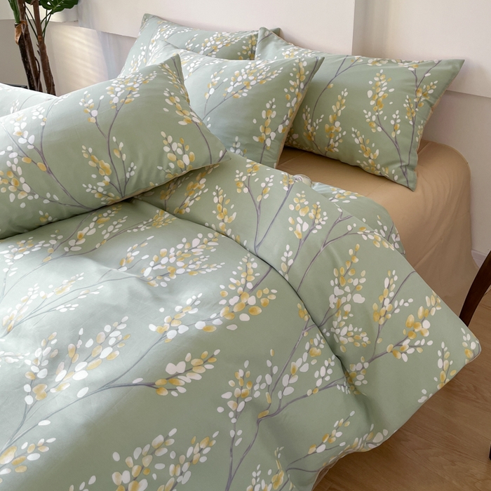 91家纺网 家纺一手货源 找家纺 千朵 2024新款莱赛尔天丝四件套 兰卡青