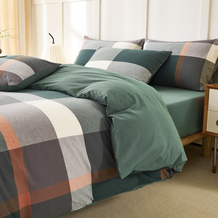 91家纺网 家纺一手货源 找家纺 凡客家居 2024新款全棉色织水洗棉被套学生宿舍 艾丽—红