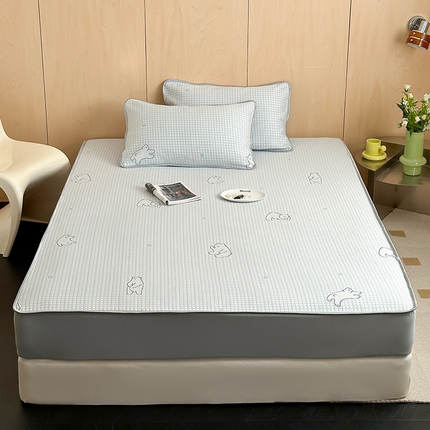 顾里家纺 新款冰豆豆立体提花软席床笠款 北极熊蓝