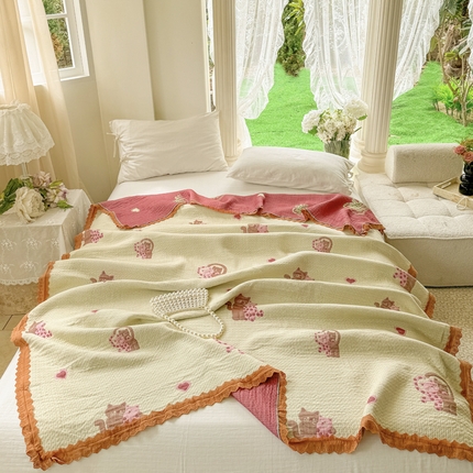 91家纺网 家纺一手货源 找家纺 （总）麻依 2024新款四层纱布天丝盖毯毛巾被夏凉毯空调毯子