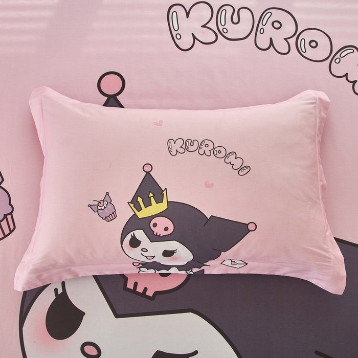 91家纺网 家纺一手货源 找家纺 蘭菲家纺 2024新款全棉大版三丽鸥卡通单床笠 粉巴库