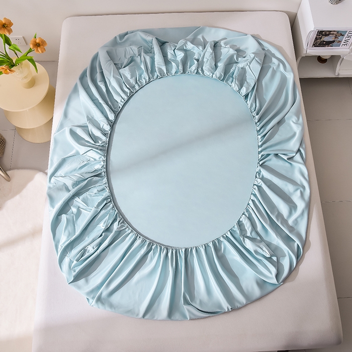 91家纺网 家纺一手货源 找家纺 简爱家纺 2025新款水洗真丝床笠单品床垫保护套床罩 风铃蓝