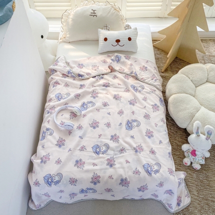 潮邦 2025新款全棉双层纱多功能盖毯 雨伞兔