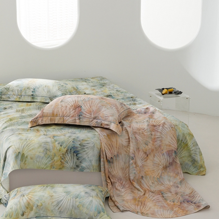 91家纺网 家纺一手货源 找家纺 2024 竹席冰丝竹纤维凉席空调席印花席子凉席三件套冰凉感软席子 鸢尾绿