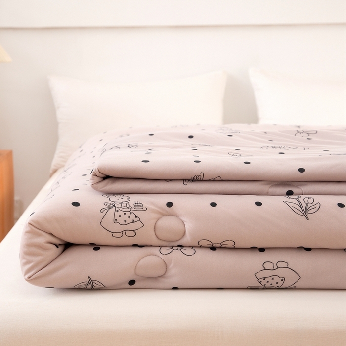 91家纺网 家纺一手货源 找家纺 啊雅家居 2025新款A类针织棉云柔大豆被抗菌被子被芯  生日兔