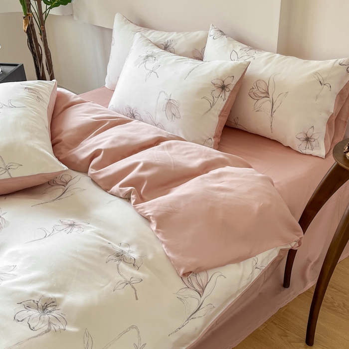 91家纺网 家纺一手货源 找家纺 千朵 2024新款莱赛尔天丝四件套 枝叶诗韵