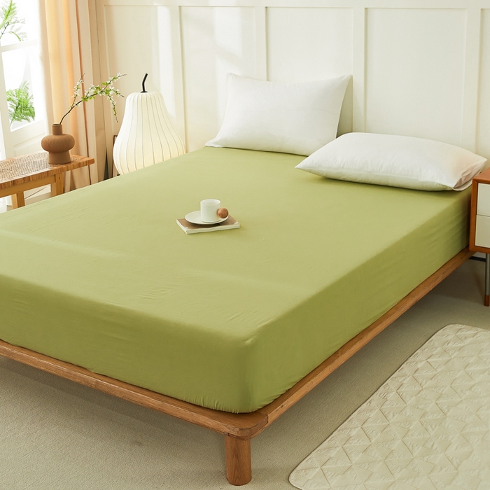 91家纺网 家纺一手货源 找家纺 凡客家居 2024新款全棉色织水洗棉单床笠学生宿舍 轻萝—绿