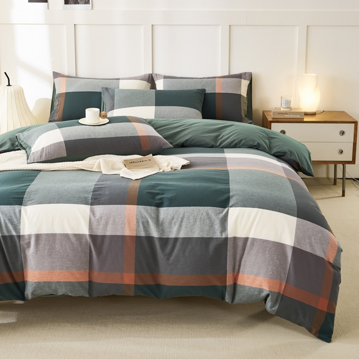 91家纺网 家纺一手货源 找家纺 凡客家居 2024新款全棉色织水洗棉被套学生宿舍 艾丽—红