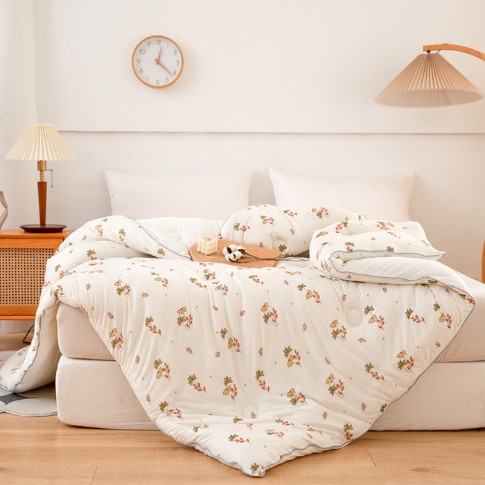 91家纺网 家纺一手货源 找家纺 啊雅家居 2025新款A类针织棉云柔大豆被抗菌被子被芯  太阳花