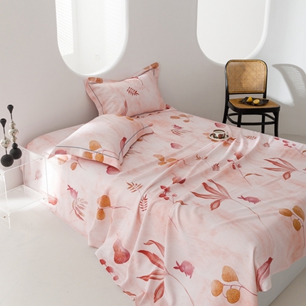 2024 竹席冰丝竹纤维凉席空调席印花席子凉席三件套冰凉感软席子 福禄粉