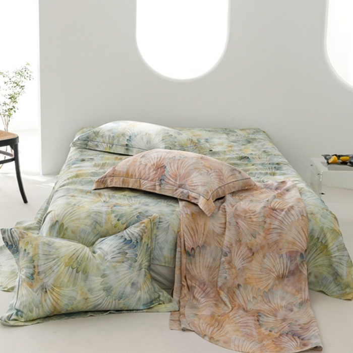 91家纺网 家纺一手货源 找家纺 2024 竹席冰丝竹纤维凉席空调席印花席子凉席三件套冰凉感软席子 鸢尾绿