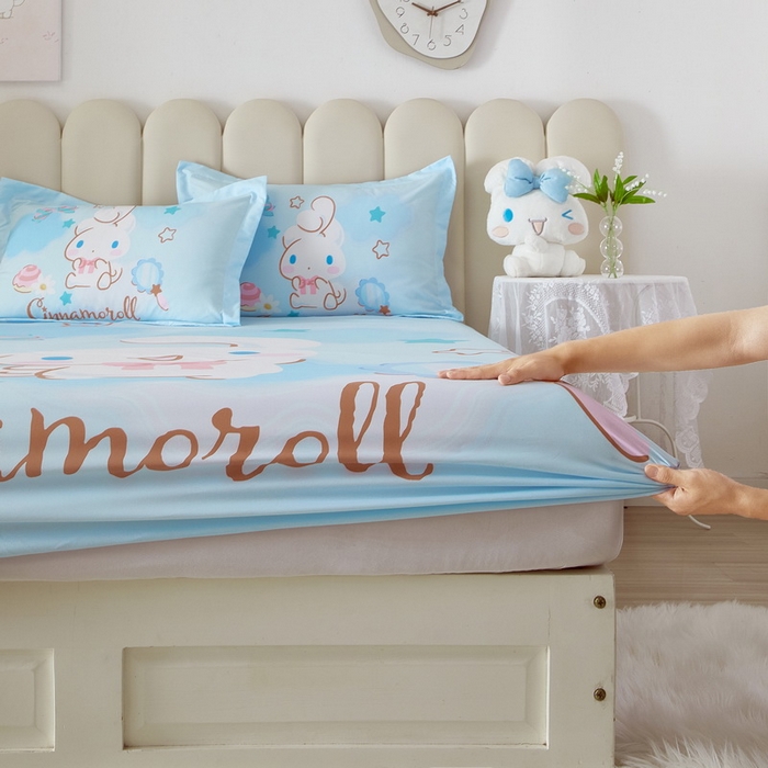 91家纺网 家纺一手货源 找家纺 蘭菲家纺 2024新款全棉大版三丽鸥卡通单床笠 果果