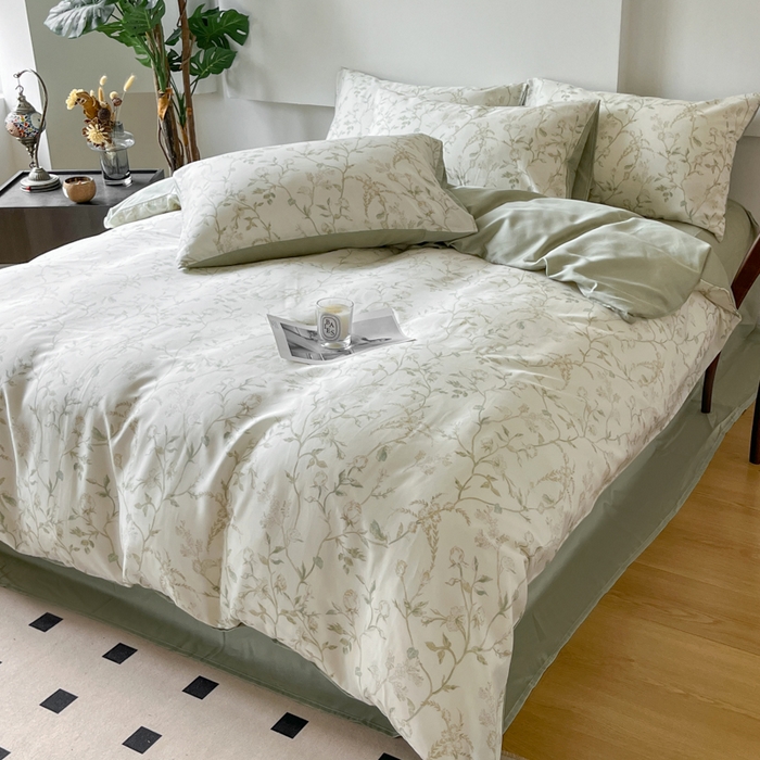 91家纺网 家纺一手货源 找家纺 千朵 2024新款莱赛尔天丝四件套 浅爱