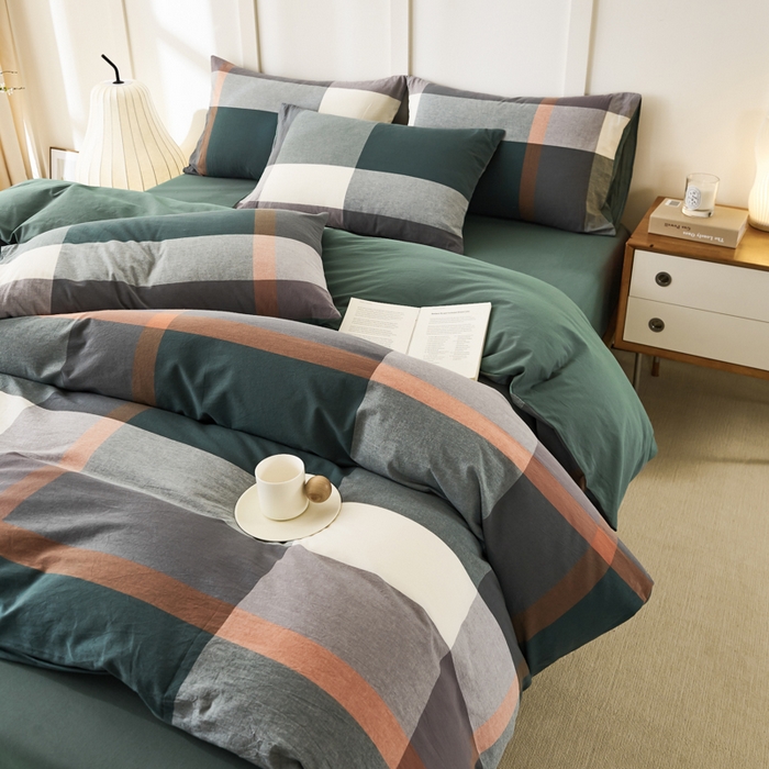 91家纺网 家纺一手货源 找家纺 凡客家居 2024新款全棉色织水洗棉被套学生宿舍 艾丽—红