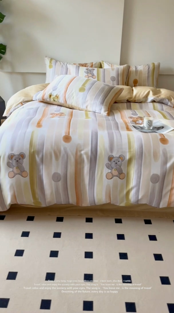 91家纺网 家纺一手货源 找家纺 千朵 2024新款莱赛尔天丝四件套 童心