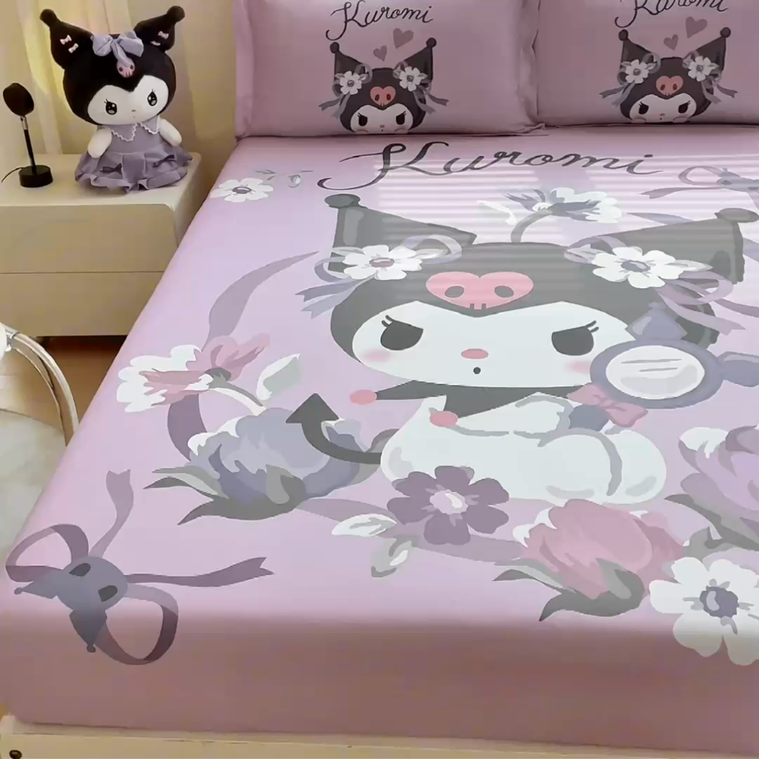 91家纺网 家纺一手货源 找家纺 蘭菲家纺 2024新款全棉大版三丽鸥卡通单床笠 花仙子