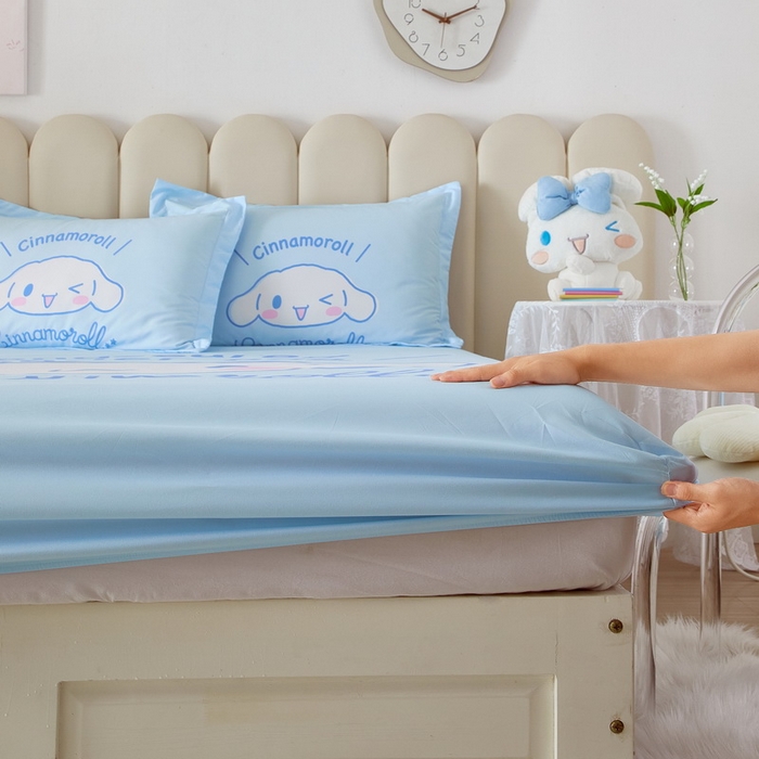 91家纺网 家纺一手货源 找家纺 蘭菲家纺 2024新款全棉大版三丽鸥卡通单床笠 肉包