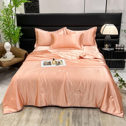 91家纺网 家纺一手货源 找家纺 新18 经年2025年 夏季丝绸真丝手感水洗真丝夏被四件套 夏被-浅玉