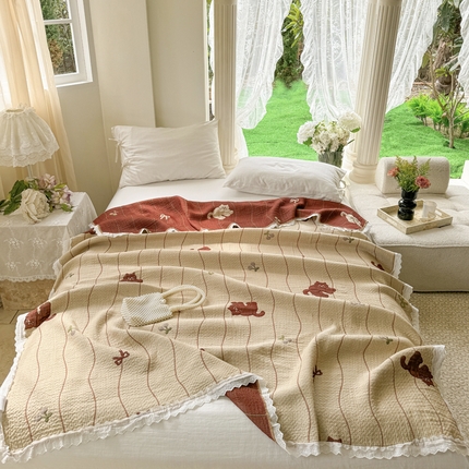 91家纺网 家纺一手货源 找家纺 （总）麻依 2024新款四层纱布天丝盖毯毛巾被夏凉毯空调毯子