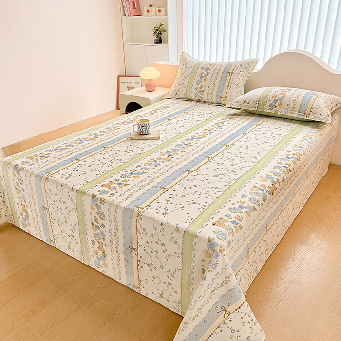 91家纺网 家纺一手货源 找家纺 绵庭家纺 2024新款AB版12868全棉印花单床单 诺溪