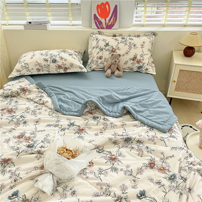 91家纺网 家纺一手货源 找家纺 （总）梵克保罗 2024新款春夏水洗棉麻双层纱夏被四件套