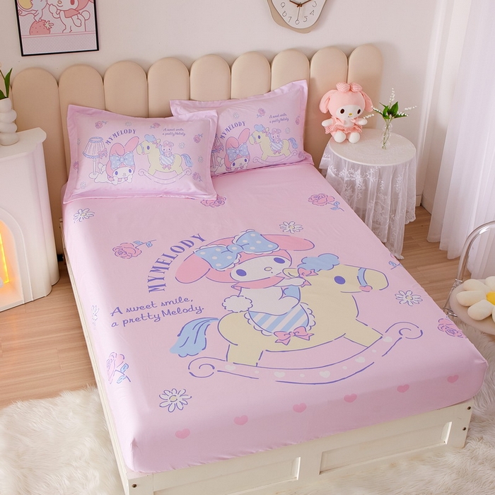 91家纺网 家纺一手货源 找家纺 蘭菲家纺 2024新款全棉大版三丽鸥卡通单床笠 小乐乐