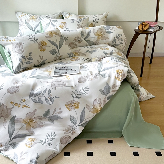 91家纺网 家纺一手货源 找家纺 千朵 2024新款莱赛尔天丝四件套 迷情