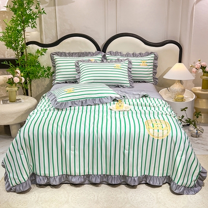91家纺网 家纺一手货源 找家纺 新22 经年2025年 水洗真丝韩版夏被四件套浅夏系列 浅夏-香草灰夏被