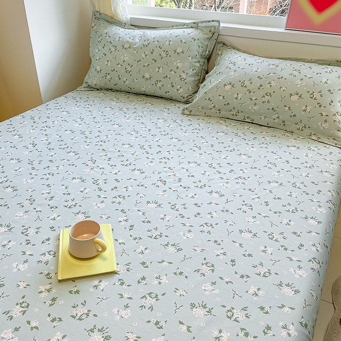 91家纺网 家纺一手货源 找家纺 绵庭家纺 2024新款AB版12868全棉印花单床单 盛夏茶花