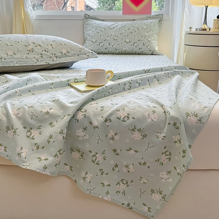 绵庭家纺 2024新款AB版12868全棉印花单床单 盛夏茶花